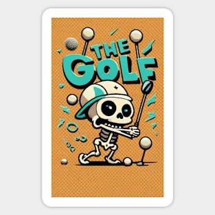 Putting Bones to the Test Funny Golfing Skeleton Halloween Sticker